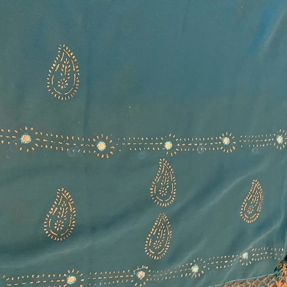 Surface Blue Beaded Rhinestone Scarf - Picture 8 of 9